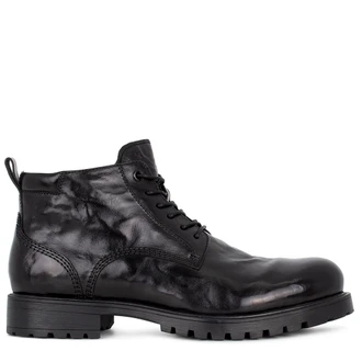 Men's Black Textured Leather Winter Boots GN 7526416 BLA