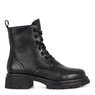 Women's Black Leather Winter Boots, Combat Style GP 5528516 BLI