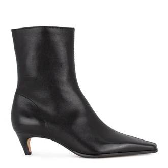 Women's Black Leather Ankle Boots with Zipper GQ 5339916 BLK