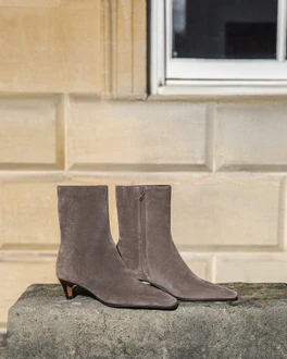 Women's Beige Suede Ankle Boots with Zipper GQ 5339916 TPS