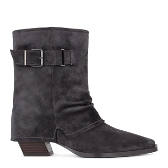 Women's Gray Suede Boots with Buckle GQ 5340316 GRS