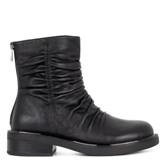 Women's Black Leather Boots with Gathers GS 5324916 BLI