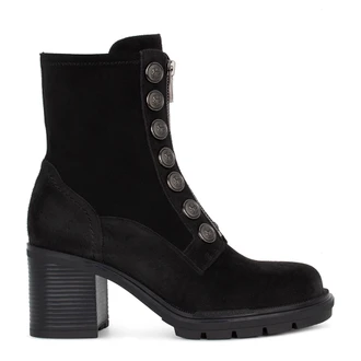 Women's Gray Suede Ankle Boots with Crest Buttons GS 5362536 DGS