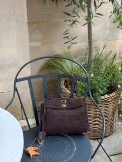 Women's Brown Suede Satchel Bag YB 5226016 BRS
