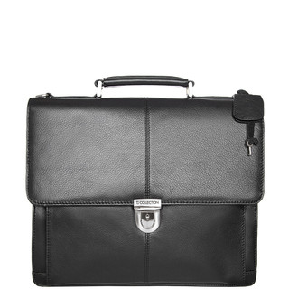 Black Textured Leather Classic Business Bag XH 7450310 BLK