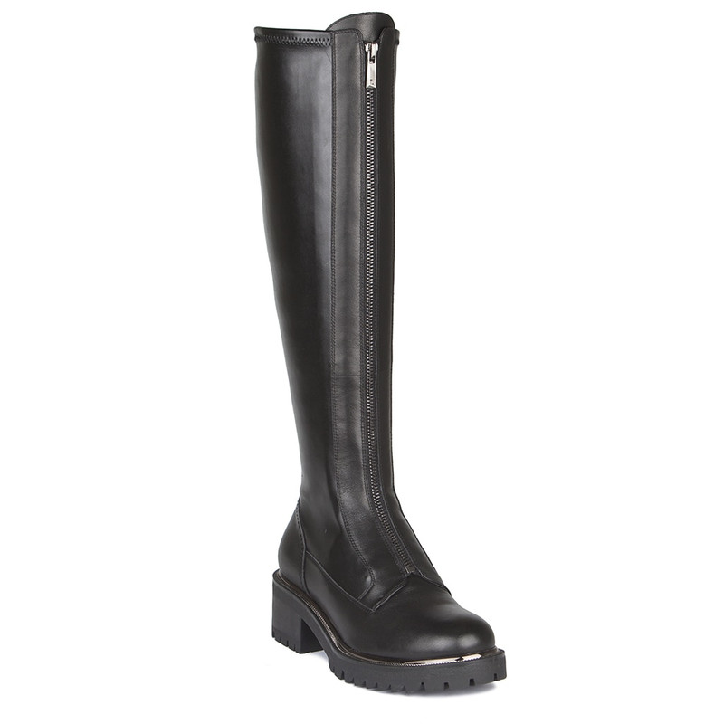 Natural and Synthetic Leather Black Tall Boots | TJ COLLECTION