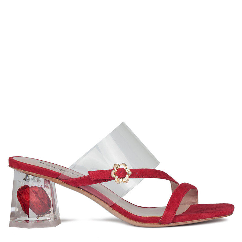 womens red mules