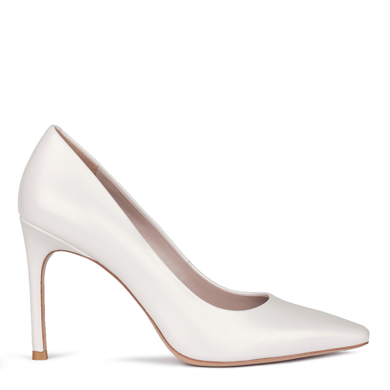 Bright White Leather Pumps with 