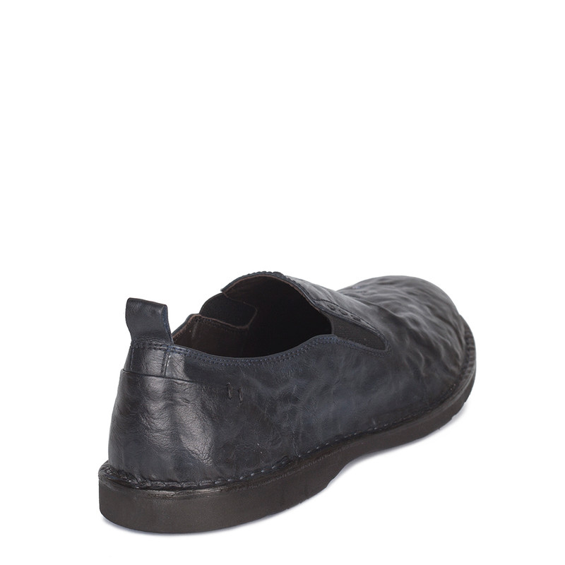 Men's Dark Blue Washed Leather Slip-Ons TN 7201210 NVA