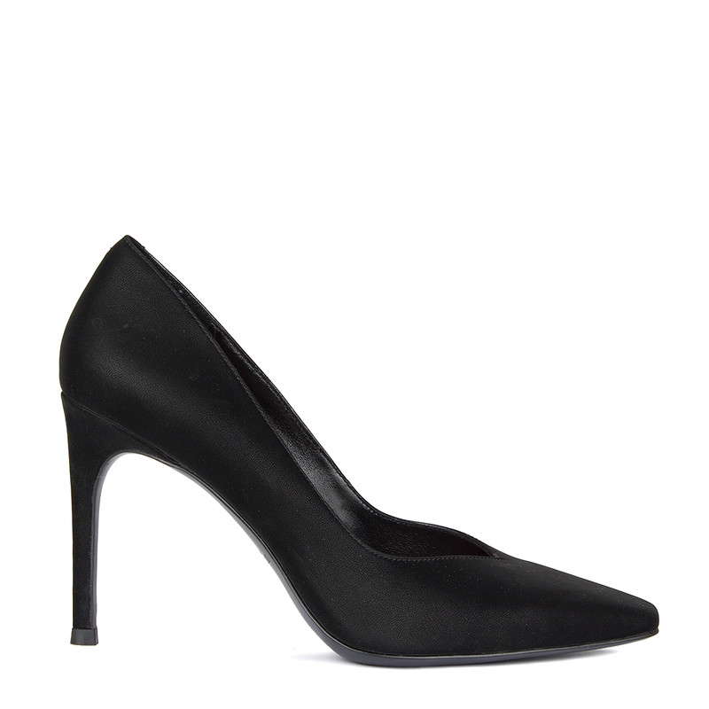 black leather stiletto court shoes