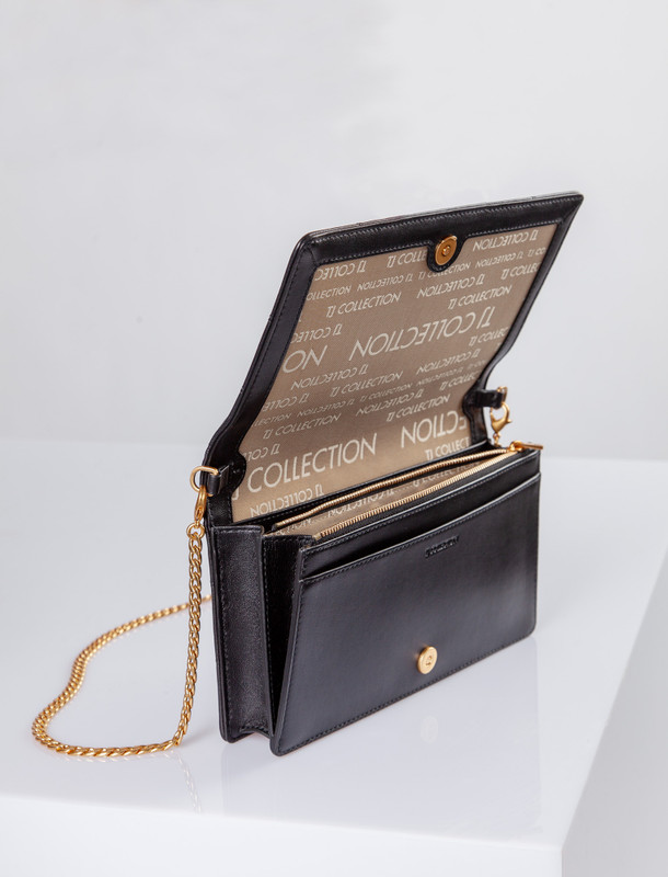 Black Palermo Bag With Thin Gold Chain Tj Collection