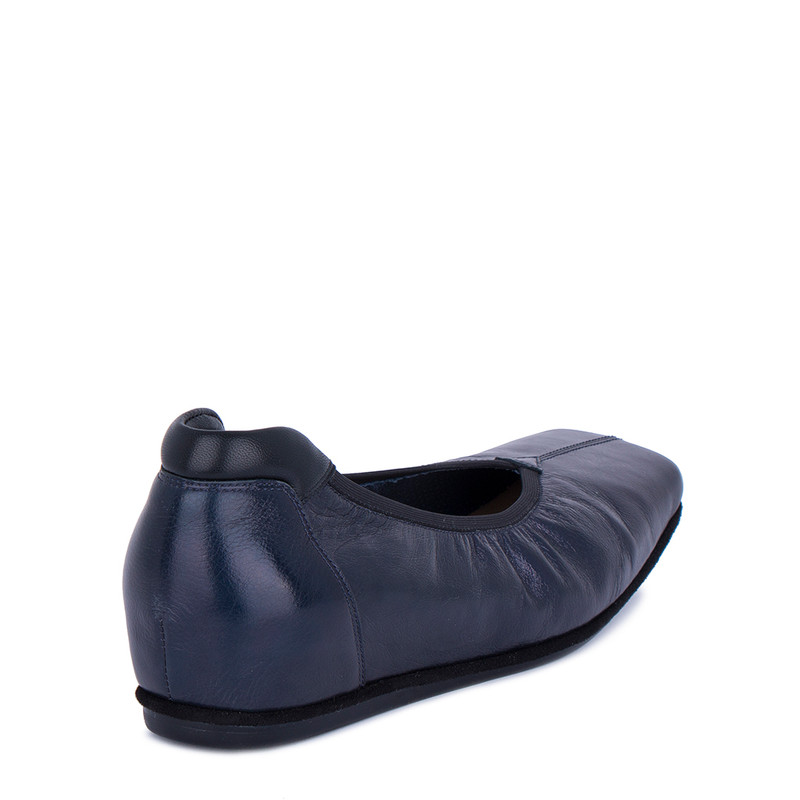 Women's Dark Blue Leather Ballet Shoes VR 5218811 NVZ