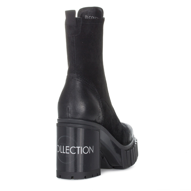 Women's  Black Platform Block Heel Boots GS 5360532 BLV