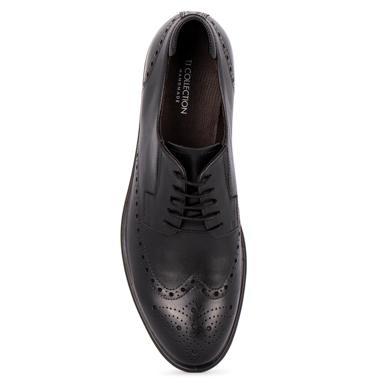 Men's Black Leather Brogue Shoes MP 7291513 BLK