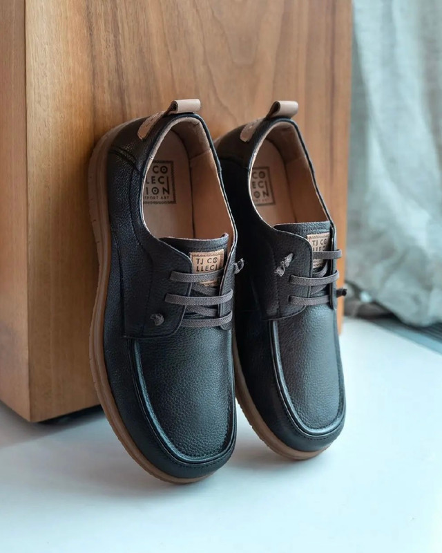 Men's Black and Beige Moccasins With Elastic Laces TO 7208013 BLI
