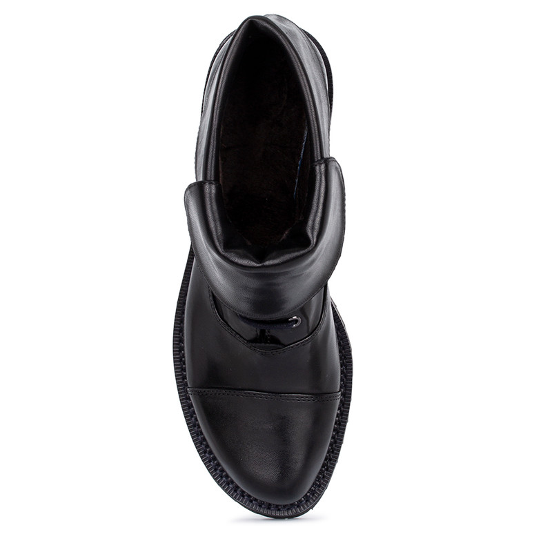 Women's Black Leather Laced Booties GP 5335313 BLX