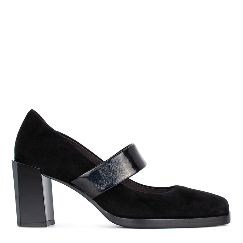 Women's Black Suede Shoes with a Strap GR 5268713 BLS