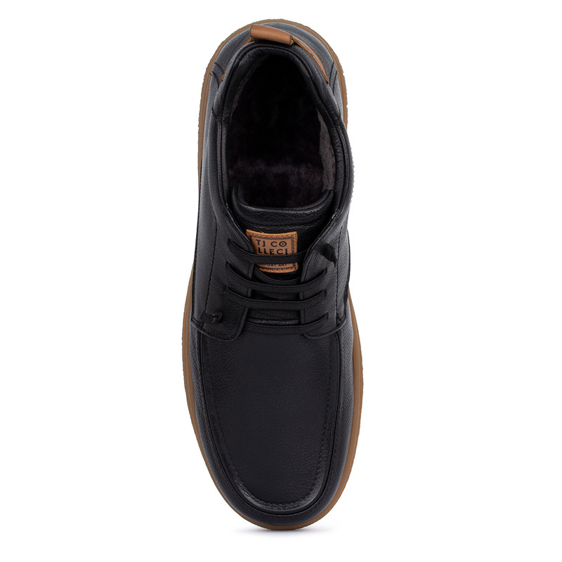 Men's Black Leather Winter Sneakers with Light Brown Sole TO 7508913 BLB Men's Black Leather Winter Sneakers with Light Brown Sole TO 7508913 BLB