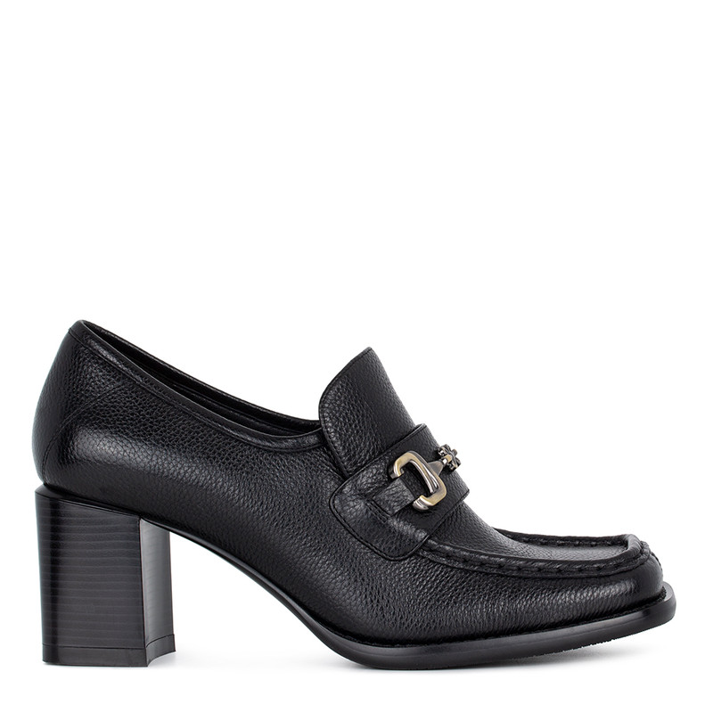Women's Black Block Heel Loafers GF 5268814 BLI
