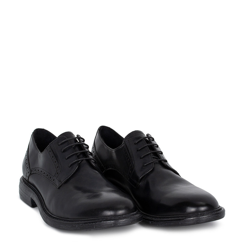 Men's Black Leather Brogue Shoes GK 7221914 BLK