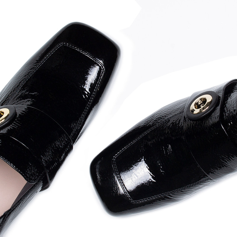 Women's Black Patent Leather Loafers GR 5228814 BLP