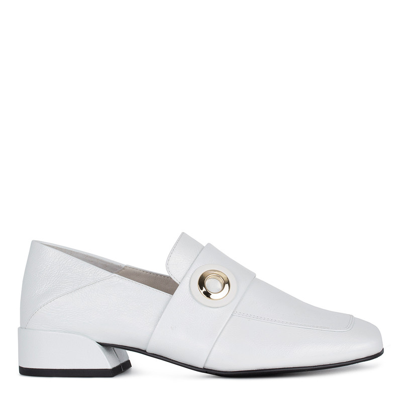 Women's White Patent Leather Loafers GR 5228814 WHZ