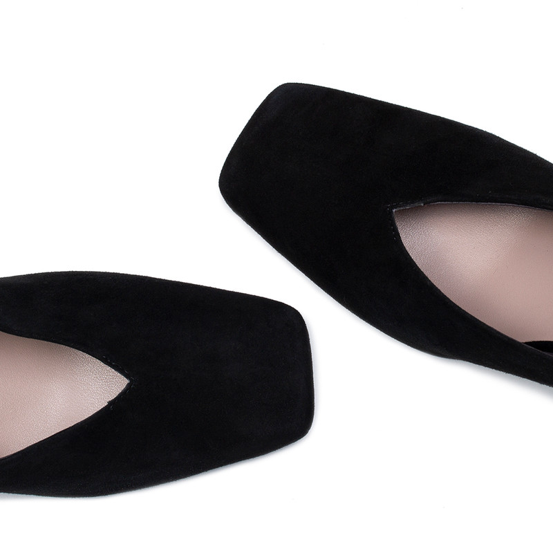 Women's Square-toe Black Suede Shoes GR 5268814 BLS