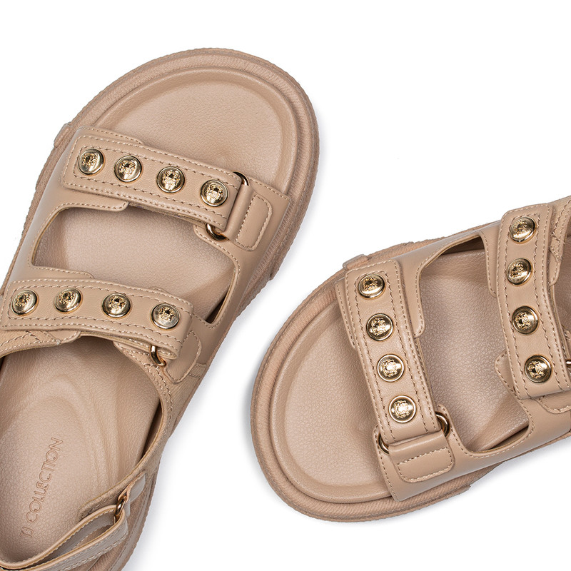 Women's Denim Detailed Beige Platform Sandals GS 5114834 NDZ