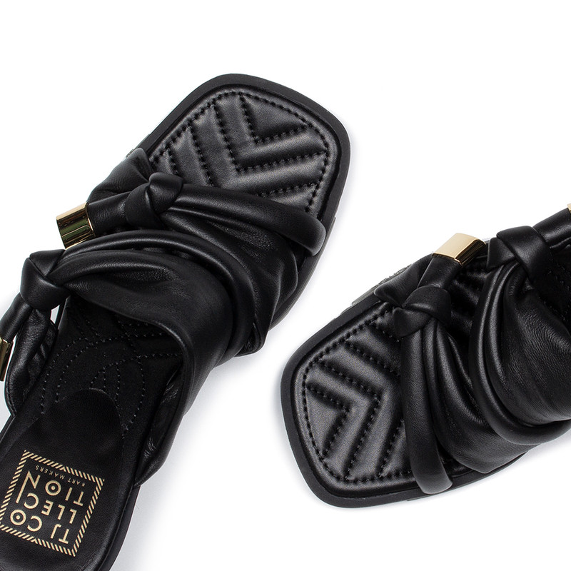 Women's Black Leather Mule Sandals GS 5170914 BLZ
