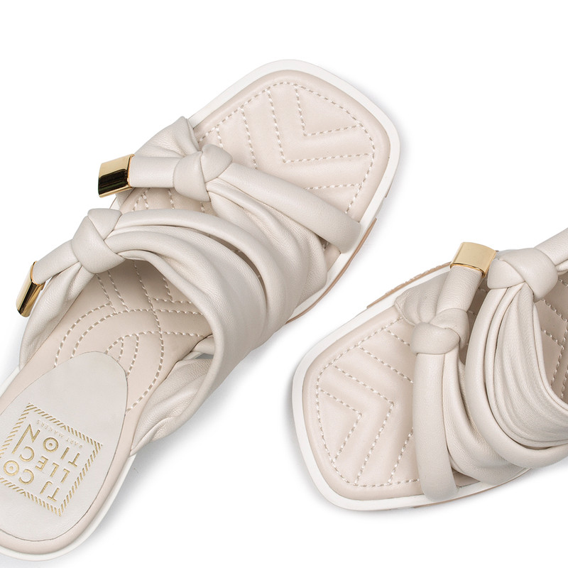 Women's White Leather Mule Sandals GS 5170914 WHZ