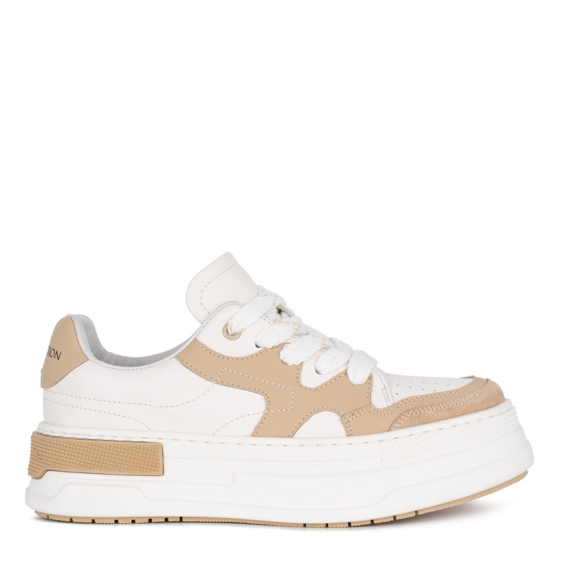 Unisex Beige and White Perseus Distressed Sneakers TO 5206014 BGW