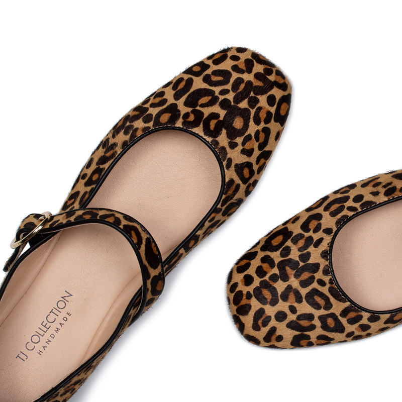 Women's Leopard Mary Jane Ballet Flats GQ 5204714 LEO