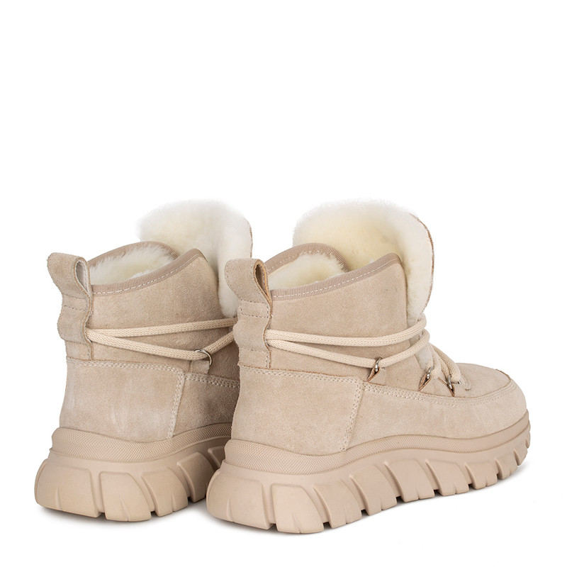 Women's Cream Suede Winter Boots with Wraparound Lacing GC 5514014 LGS Women's Cream Suede Winter Boots with Wraparound Lacing GC 5514014 LGS