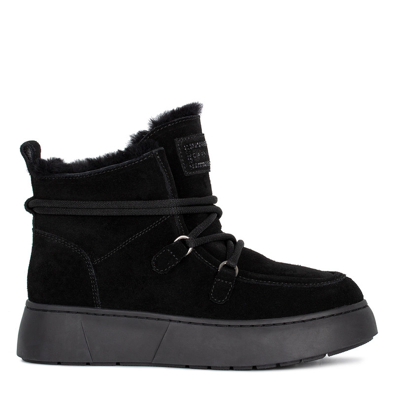 Women's Black Suede Winter Boots with Elastic Lacing TC 5512014 BLS Women's Black Suede Winter Boots with Elastic Lacing TC 5512014 BLS