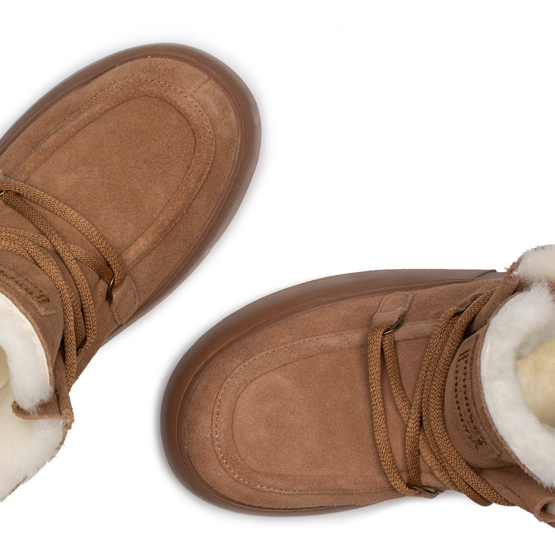 Women's Camel Suede Winter Boots with Elastic Lacing TC 5512014 CGS Women's Camel Suede Winter Boots with Elastic Lacing TC 5512014 CGS