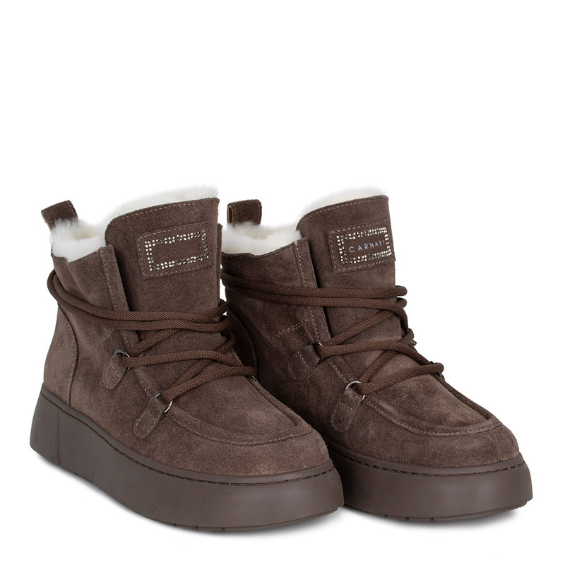 Women's Taupe Suede Winter Boots with Elastic Lacing TC 5512014 TPS Women's Taupe Suede Winter Boots with Elastic Lacing TC 5512014 TPS