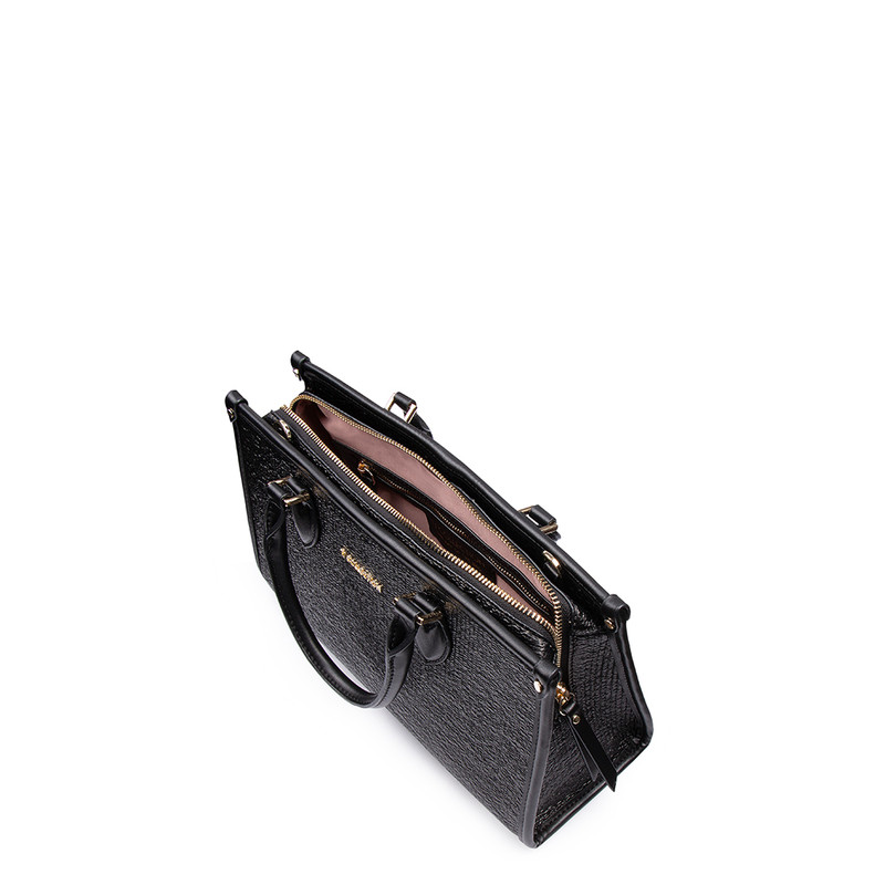Women's Black Textured Murano Bag with Feet XB 5320024 BLK