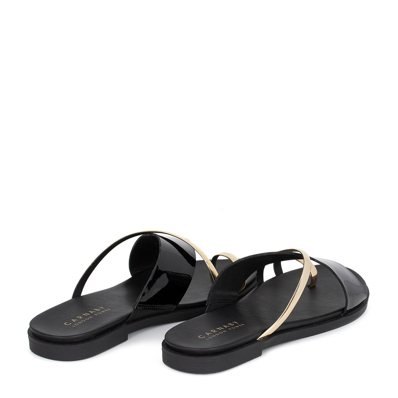 Women's Leather Black and Gold Sandals GW 5101325 BLZ