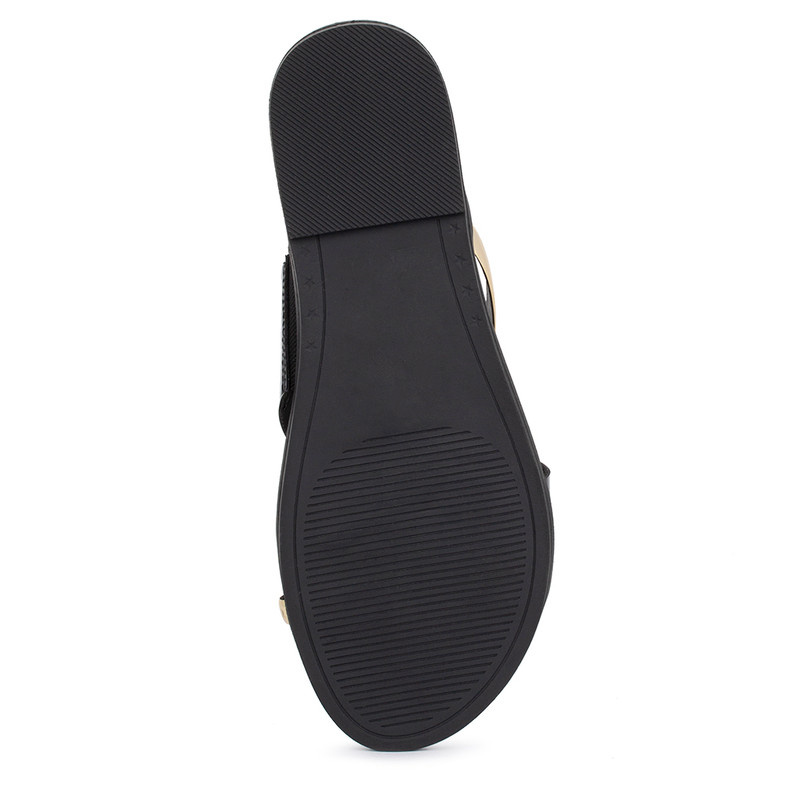 Women's Leather Black and Gold Sandals GW 5101325 BLZ