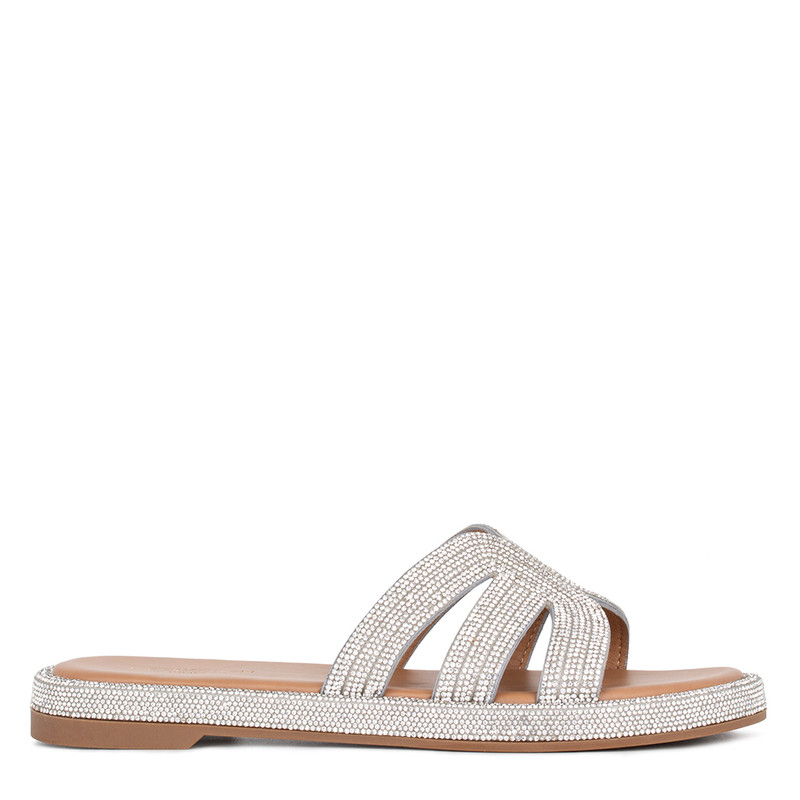Women's Leather White and Silver Sandals GW 5103925 SLZ