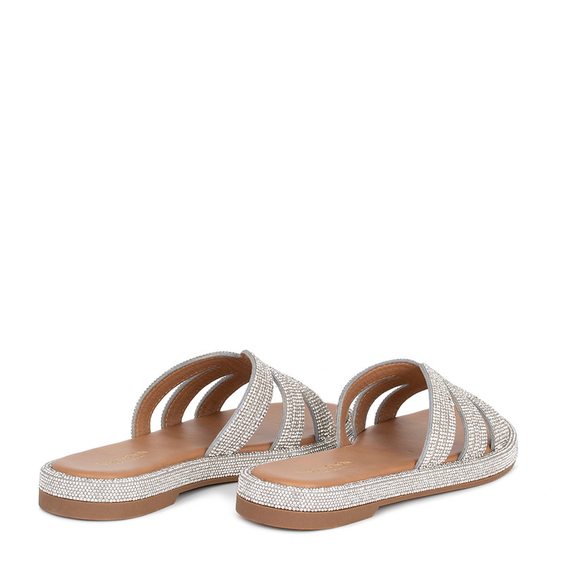 Women's Leather White and Silver Sandals GW 5103925 SLZ