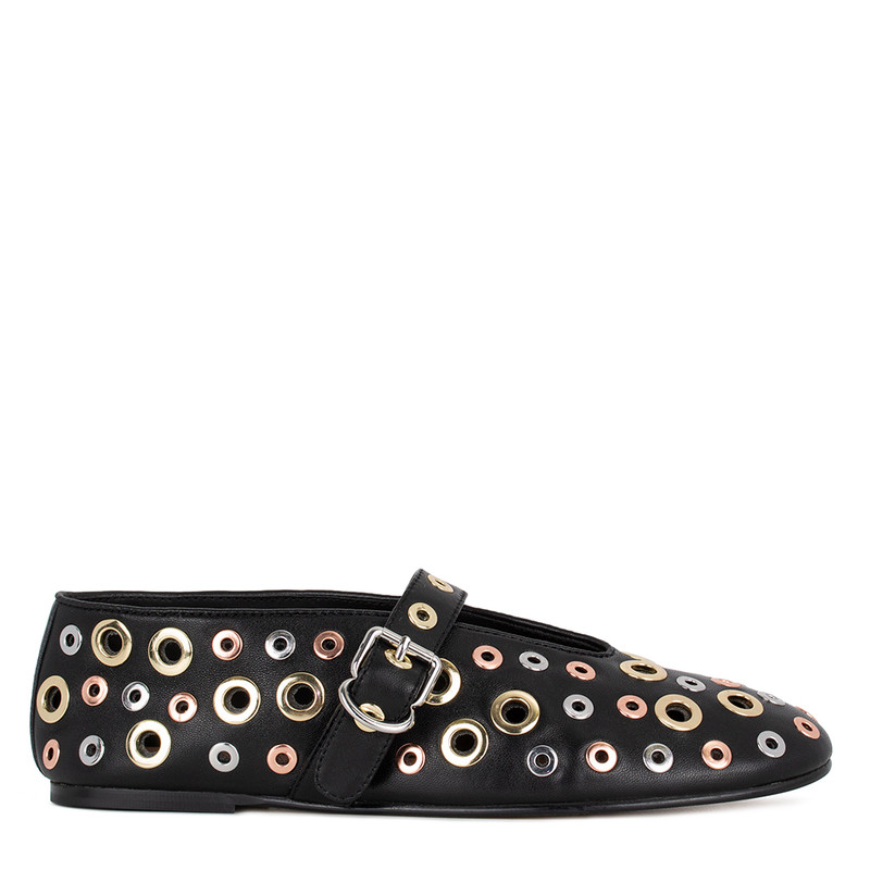 Women's Black Ballet Flats with Metal Detailing GW 5108815 BLZ