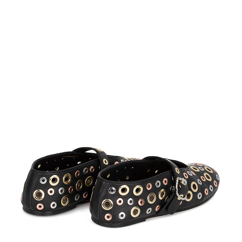 Women's Black Ballet Flats with Metal Detailing GW 5108815 BLZ