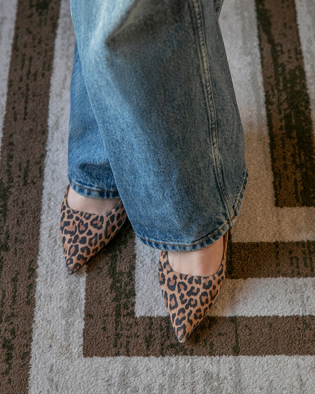 Women's Leopard Suede Slingback Pumps GW 5148015 LEO