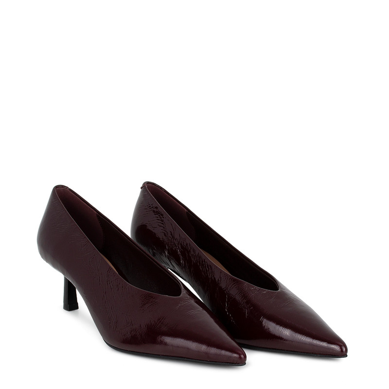 Women's Burgundy Leather Heels GW 5248915 BDP