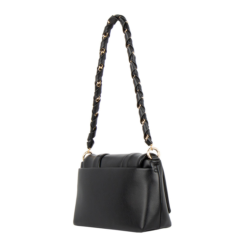 Women's Black Handbag with Woven Strap YJ 5151025 BLK