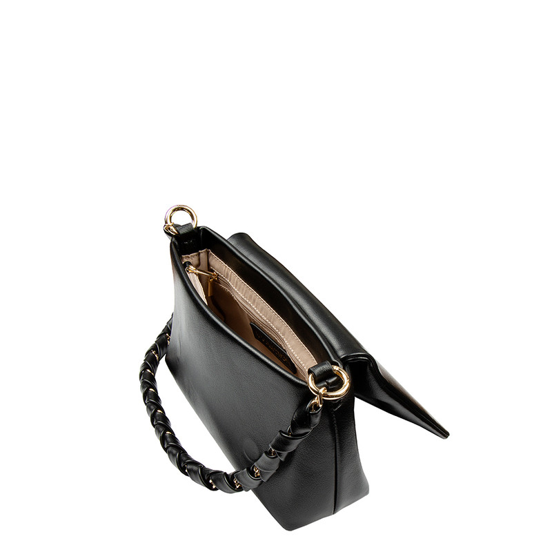 Women's Black Handbag with Woven Strap YJ 5151025 BLK