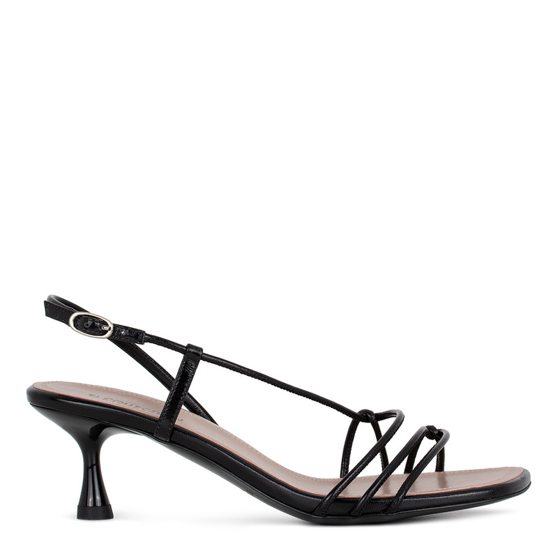 Women's Black Thin Strap Kitten Heel Sandals GF 5153815 BLK