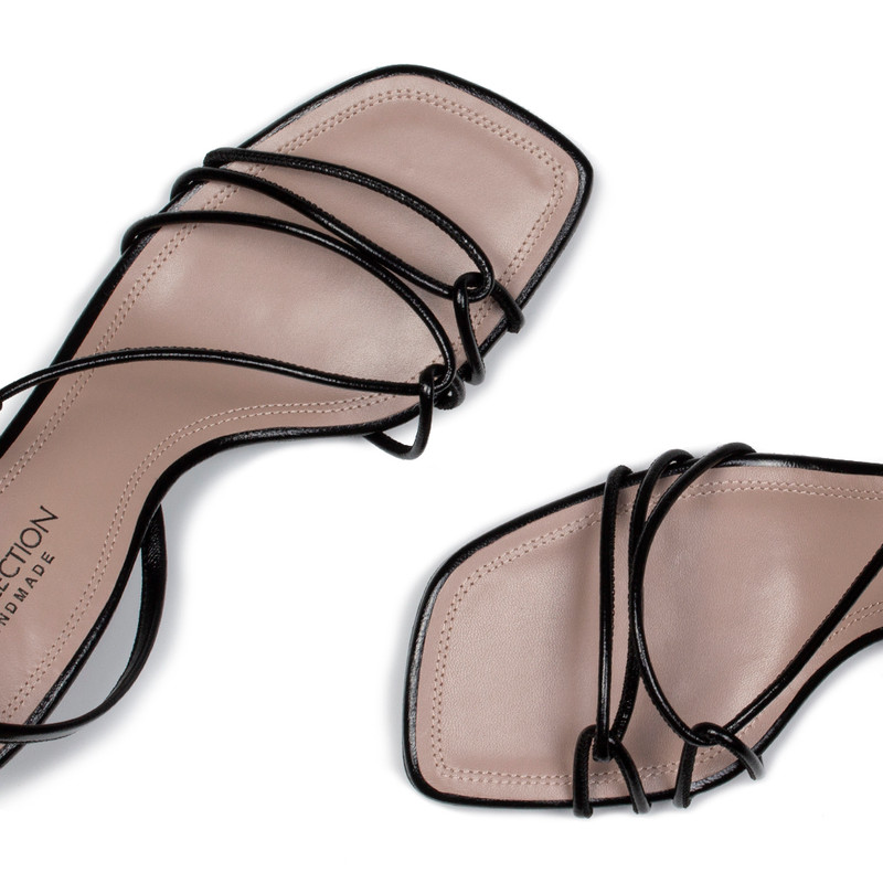 Women's Black Thin Strap Kitten Heel Sandals GF 5153815 BLK