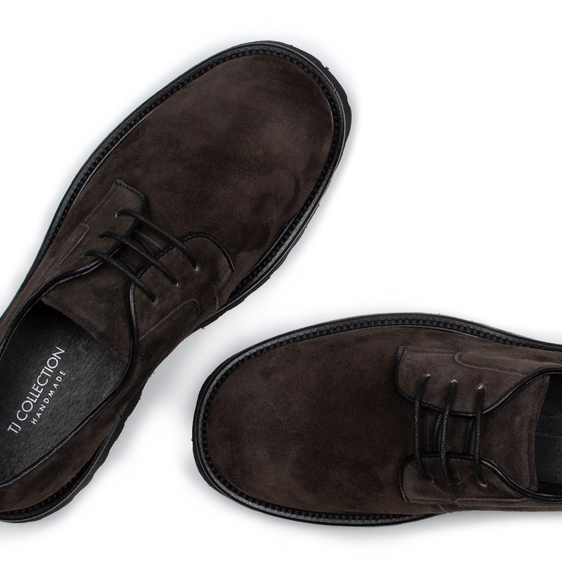 Women's Brown Suede Derby Shoes GB 5219915 BRS